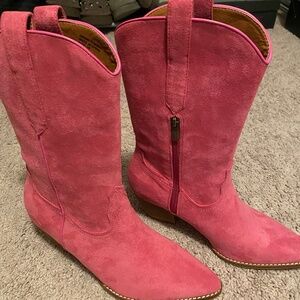 Suede Pink cowgirl boots